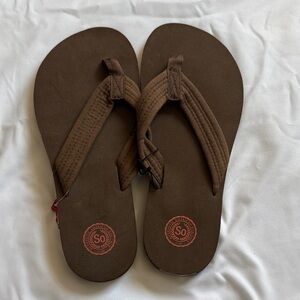 SO Brown Padded Strap Flip Flops W9